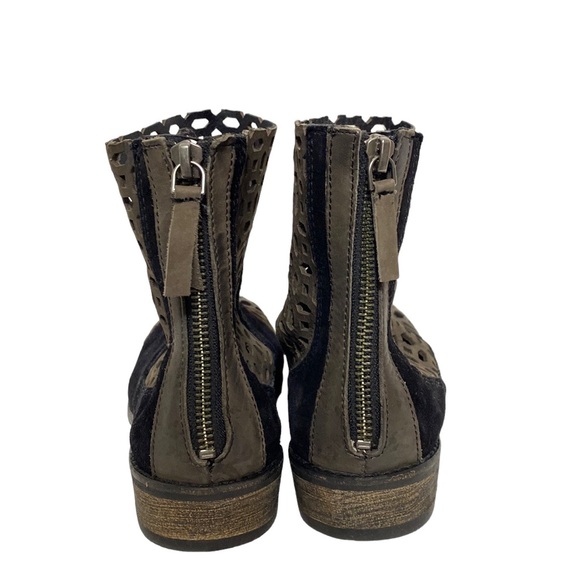 Rebels Villaroy Bootie Black Brown Laser Cut Leather Ankle Booties 9 - Picture 6 of 9